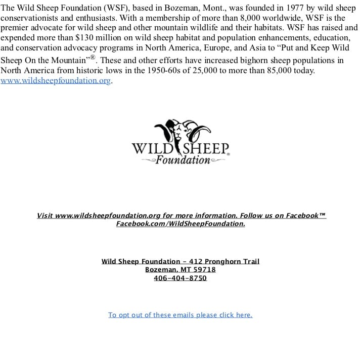 Page 2 of the press release: the About WSF paragraph, the WSF logo, mailing address and an email opt-out line