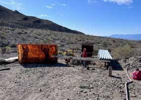 The drinker tank and steel rain collector removed for repair